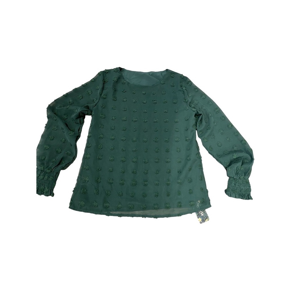 Blooming Jelly Womens Chiffon Blouses, Long Sleeve Round Neck Top Pom Pom